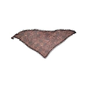 Paisley Triangle Scarf Triangle Sheer Black Red Beaded Fringe Boho